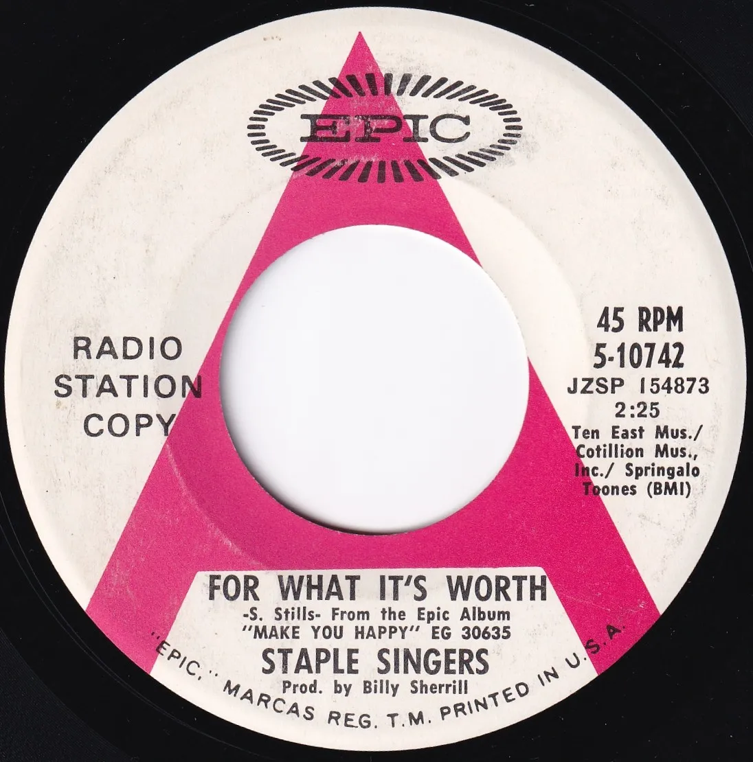 For What It's Worth – The Staple Singers (A-side label)