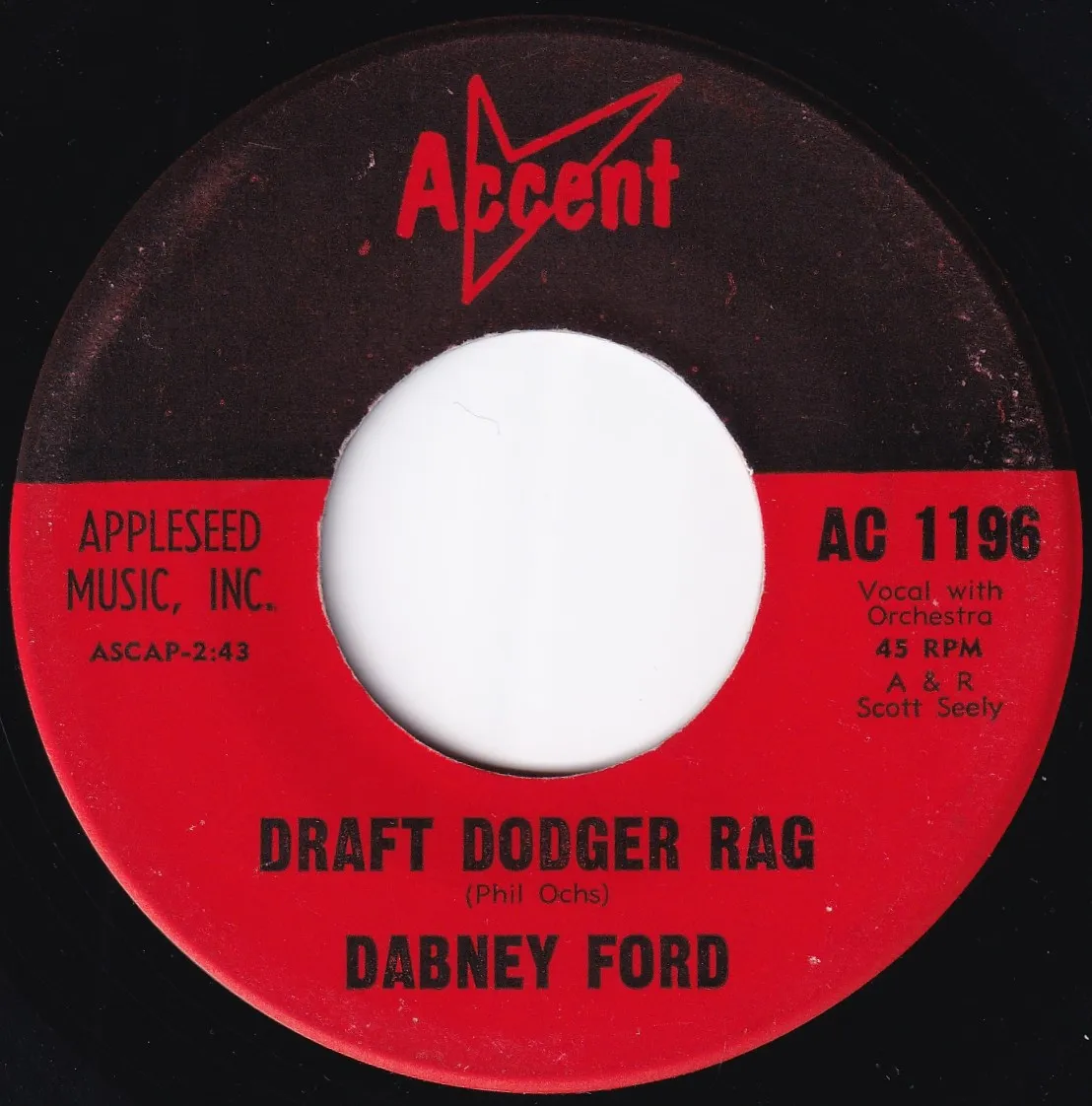 Draft Dodger Rag – Dabney Ford (A-side label)