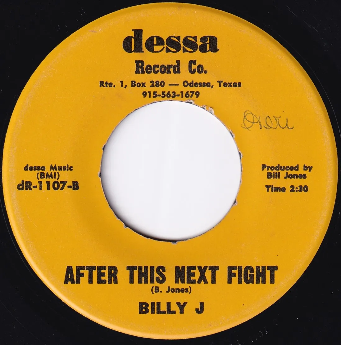 After This Next Fight – Billy J (A-side label)