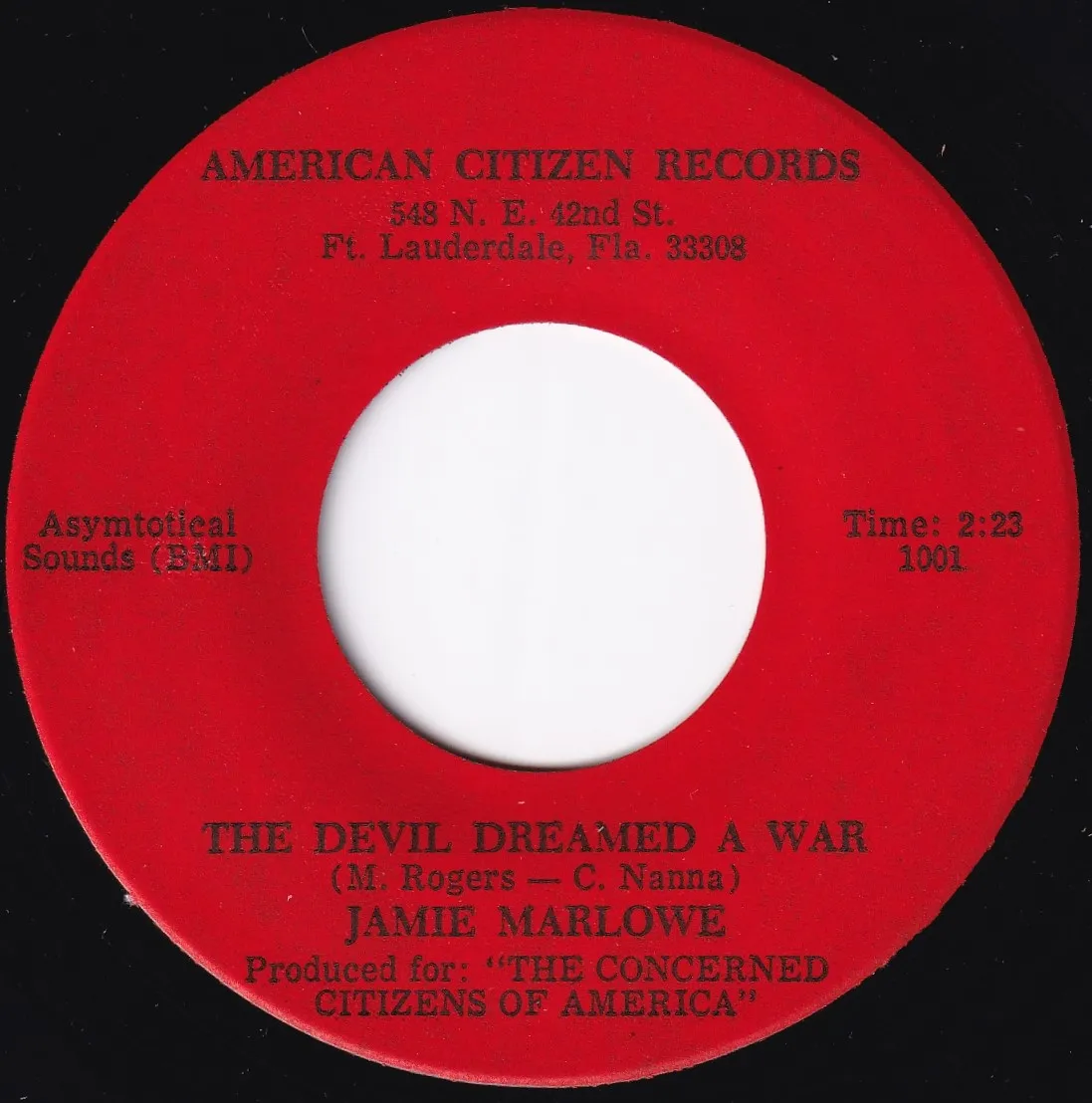 Devil Dreamed a War – Jamie Marlowe (A-side label)