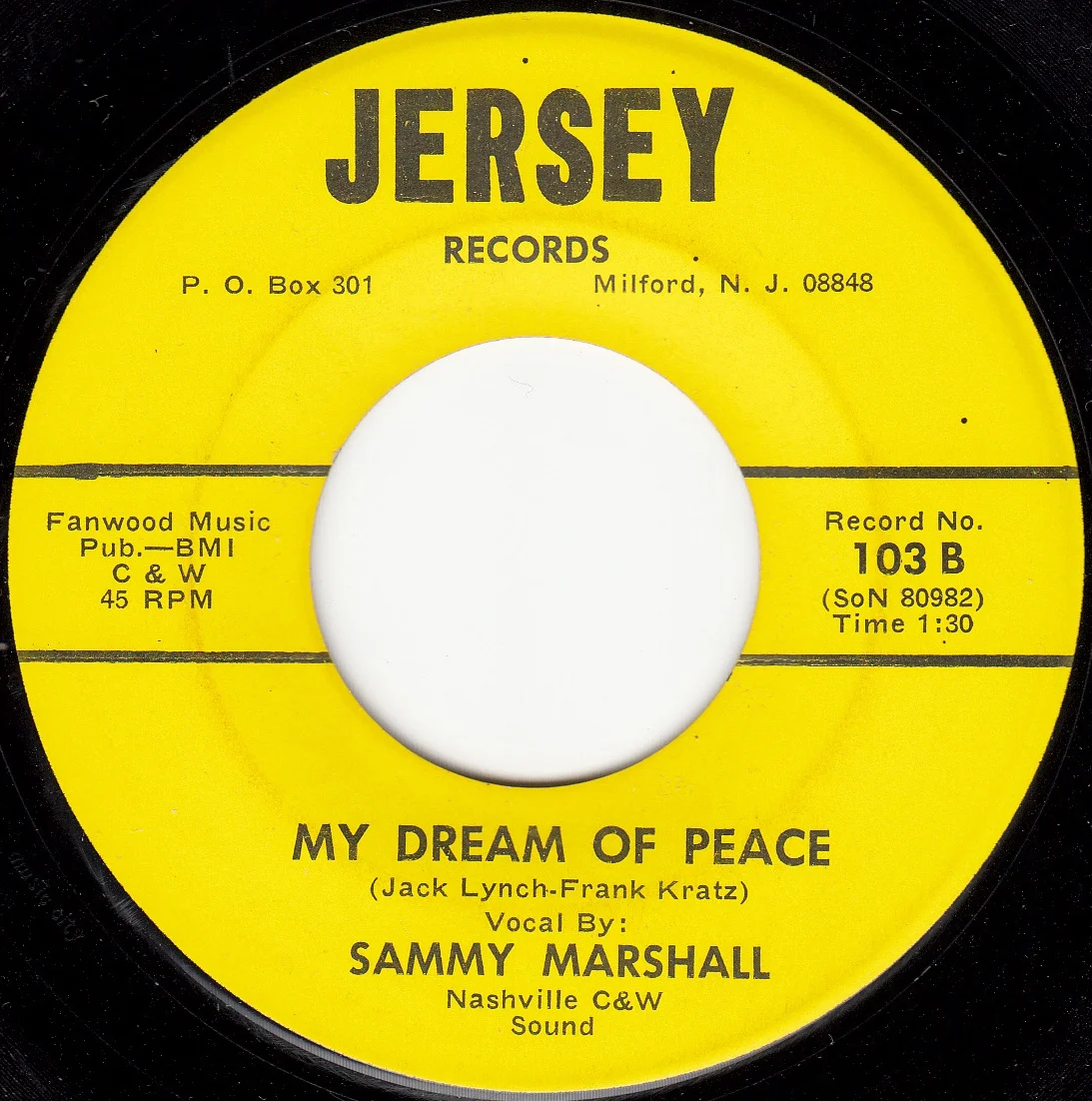 My Dream of Peace – Sonny Marshall (B-side label)